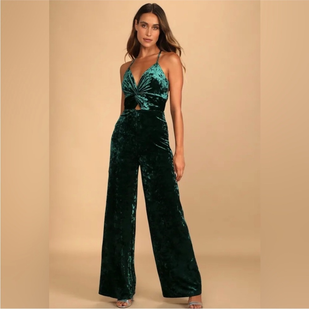 Elegant Green Velvet Jumpsuit